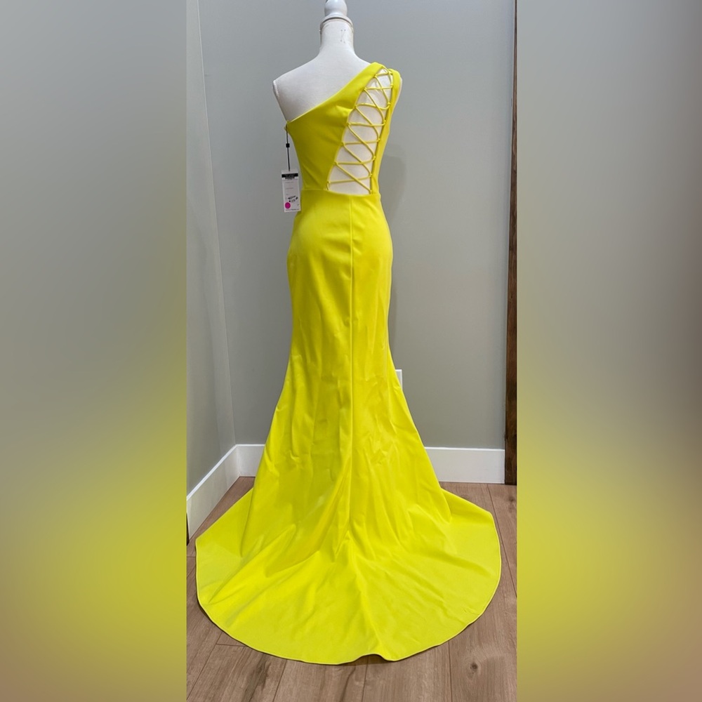 🌟3x Host Pick🌟Women’s Yellow Ashley Lauren Long Prom Dress - Picture 8 of 9